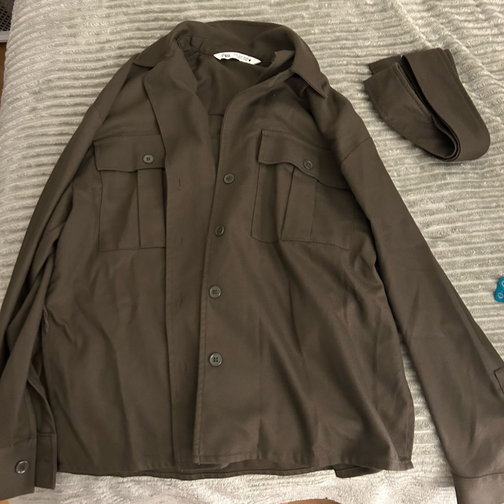 Zara olive green shacket